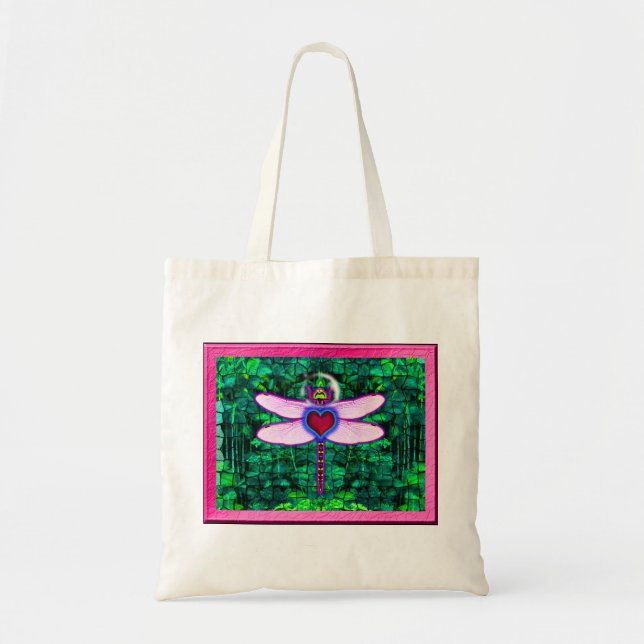Tote Bag Belle Artwor encadrée "Crackel Framed Dragonfly" (Devant)