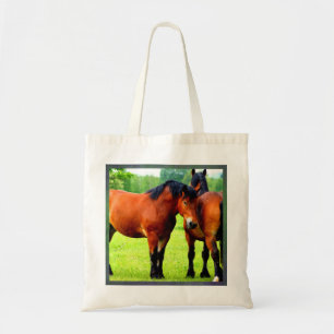Tote Bag Belle Baie Ébauche Cheval Dans La prairie Verte