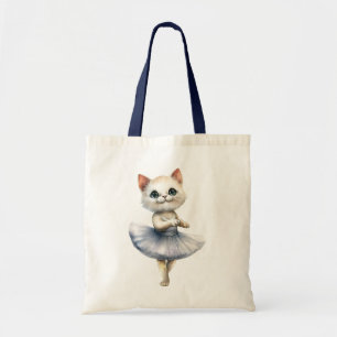 Tote Bag Belle ballerine de chat blanc danse ballet