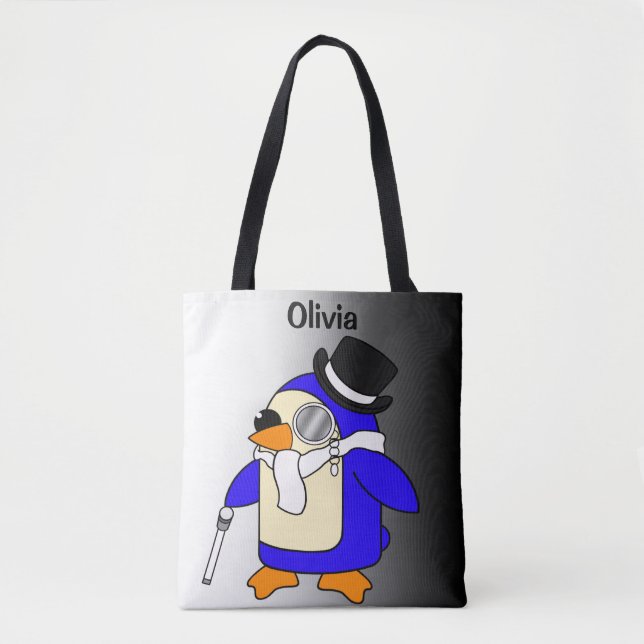 Tote Bag Belle bande dessinée pingouin noir et blanc (Devant)