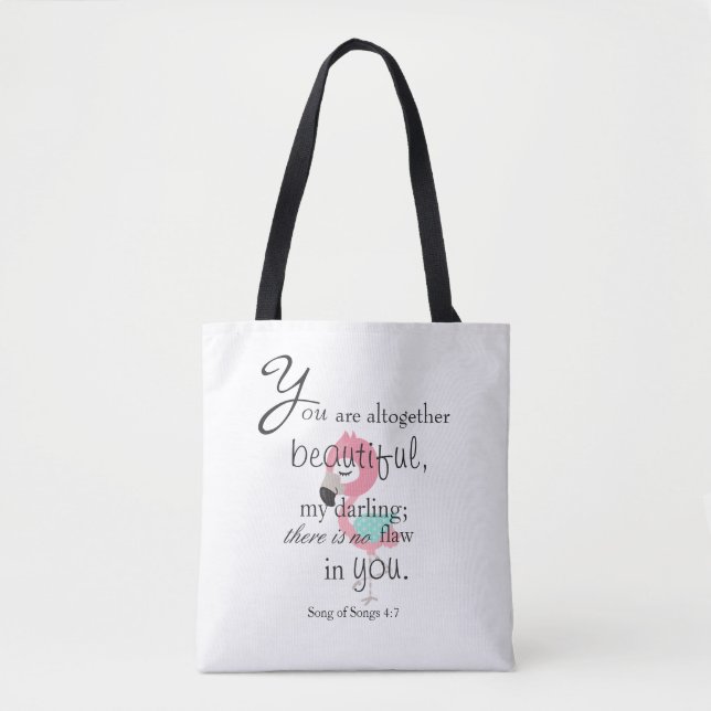 Tote Bag Belle Bible Flamant rose Verse (Devant)