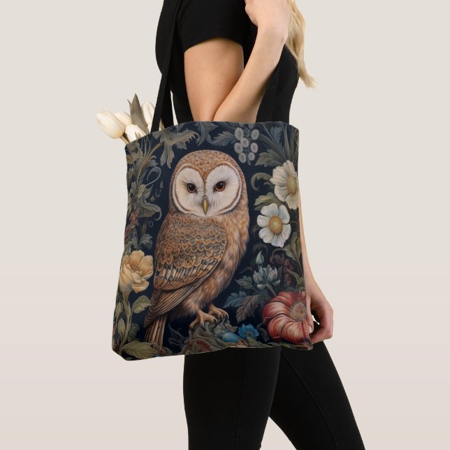 Tote Bag Belle chouette dans le jardin style Art nouveau (De près)