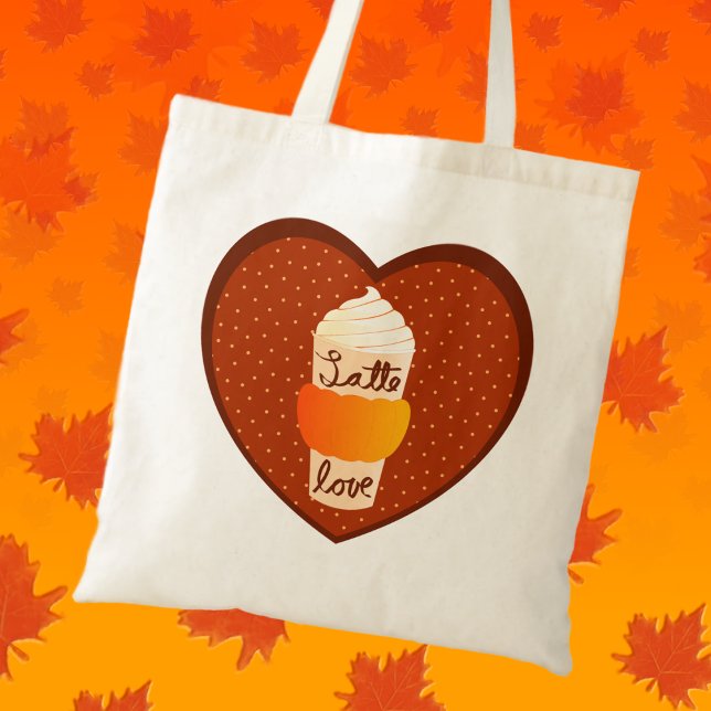 Tote Bag Belle Chute Citrouille Épice Latte Amour Blanc (Créateur téléchargé)