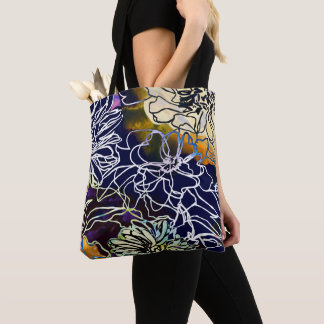 Tote Bag Belle couleur violet, blanc, bleu jaune