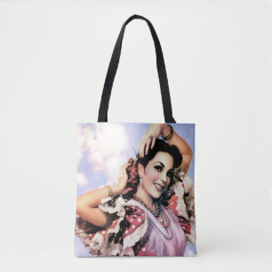 Tote Bag Belle danseuse espagnole de flamenco en rouge à po