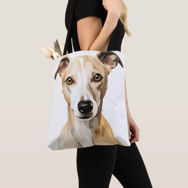 TOTE BAG BELLE FAUNE ET CHIEN À BLANC BLANC (De près)