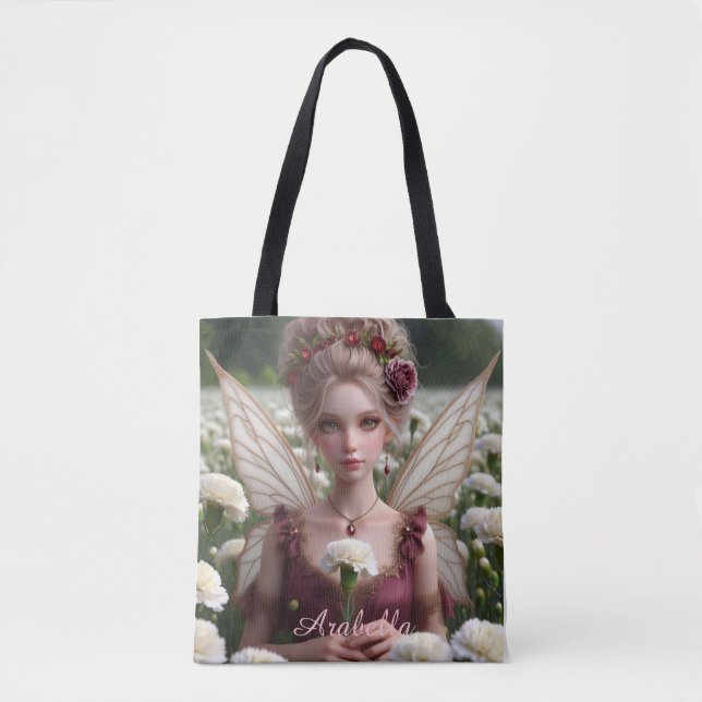 Tote Bag Belle fée de janvier en oeillets (Devant)