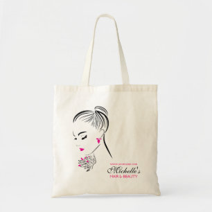 Tote Bag Belle femme avec boucles d'oreilles roses marque