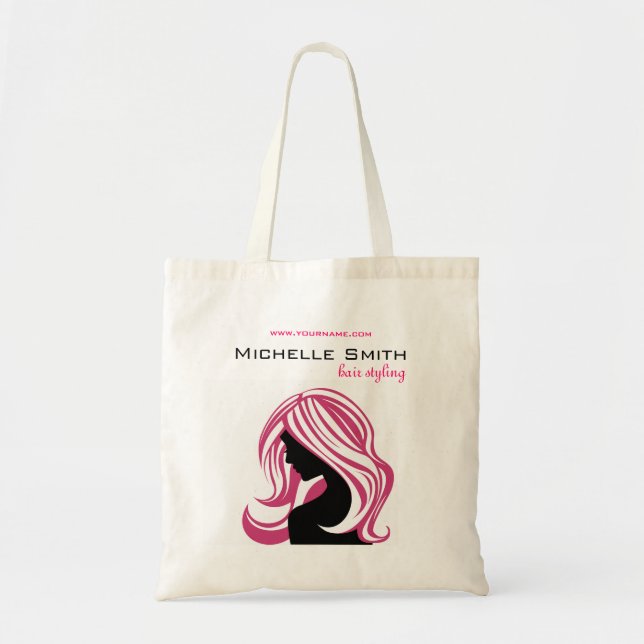 Tote Bag Belle fille avec le marquage à chaud rose de (Devant)