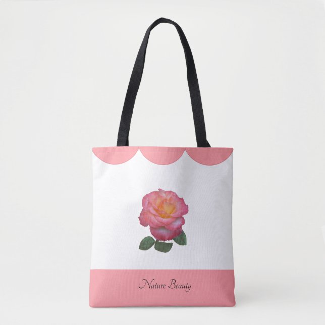 Tote Bag Belle Fleur Rose Nature (Devant)
