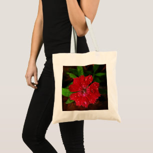 Tote Bag Belle Fleur Rouge Avec Raindrops Photo