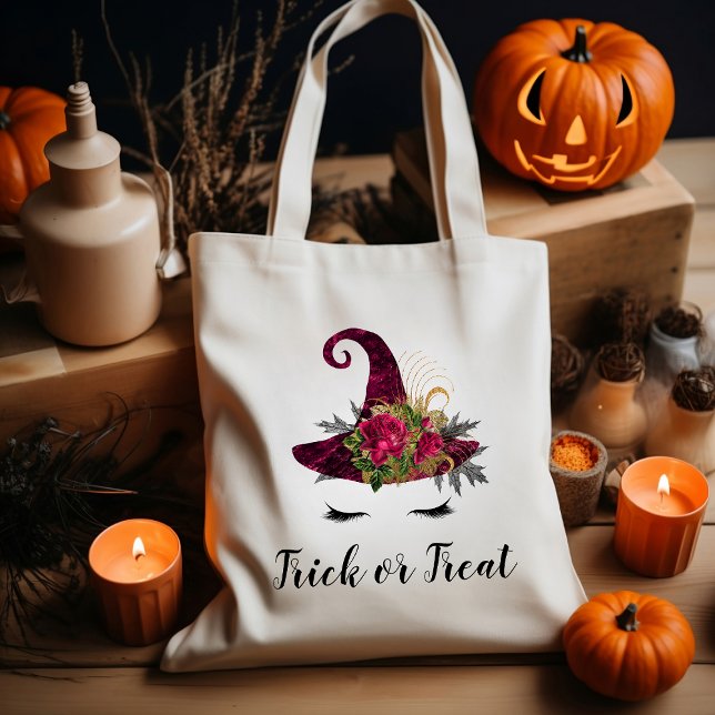 Tote Bag Belle Halloween Casquette sorcière rouge Trick ou  (Créateur téléchargé)