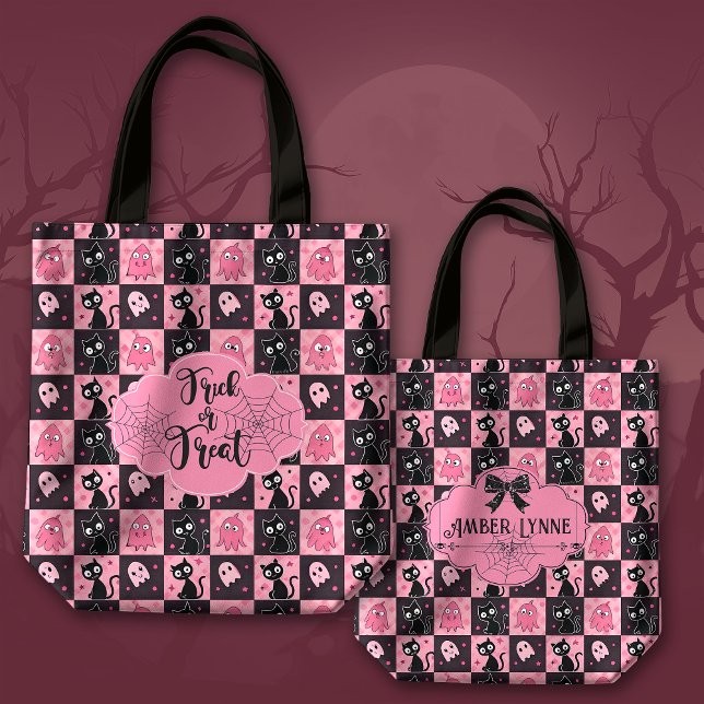 Tote Bag Belle Halloween Trick ou Treat Ghosts et Kitties (Créateur téléchargé)