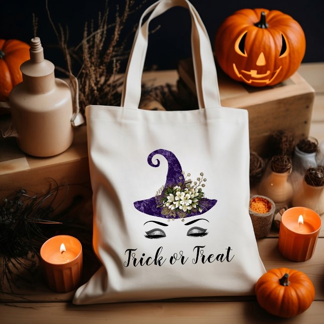 Tote Bag Belle Halloween violet sorcière Casquette Trick ou (Créateur téléchargé)