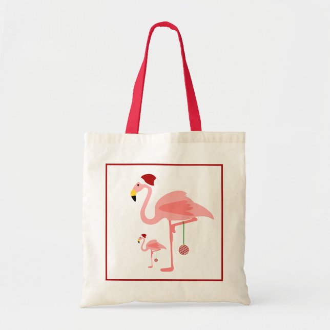 Tote Bag Belle illustration de flamant de Noël (Devant)