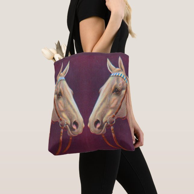Tote Bag belle impression de chevaux blancs (De près)