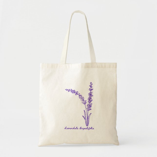 Tote Bag Belle Lavande Fleur Dessin Botanique Fourre-tout B (Devant)