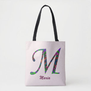 Tote Bag Belle Lettre M Monogramme M couleur torsadée initi
