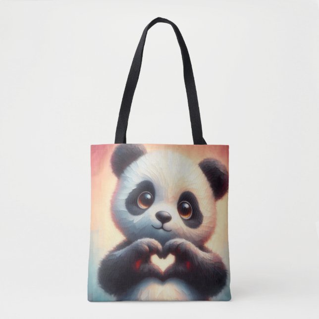 Tote Bag Belle Love Heart Panda (Devant)