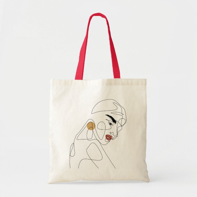 Tote Bag Belle Madame avec schéma minimal rouge à lèvres (Devant)