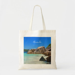 Tote Bag Belle Mer Tropicale avec Côte Rocheuse Couverte