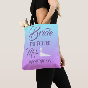 Tote Bag Belle nuptiale cadeau Ombre bleu et lavande