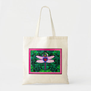 Tote Bag Belle œuvre d'art encadrée “Crackel Framed Dragonf