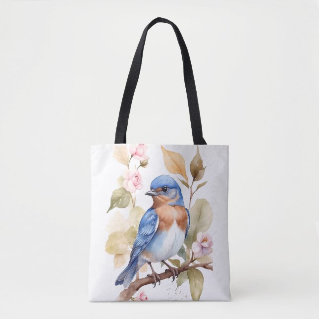 Tote Bag Belle peinture à l'aquarelle de Bluebird (Devant)