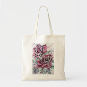 Tote Bag Belle peinture à l'aquarelle rouge Rose