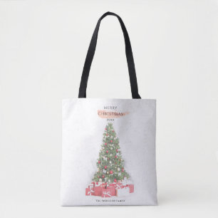 Tote Bag Belle peinture aquarelle d'arbre de Noël pour les