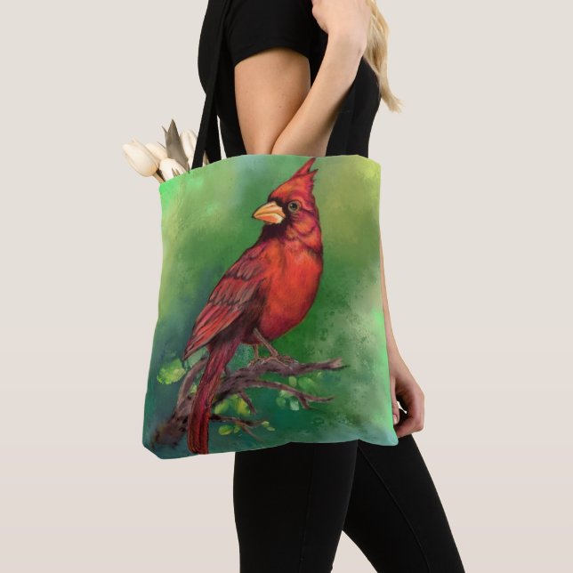 Tote Bag Belle peinture d'oiseaux du Cardinal rouge du Nord (De près)