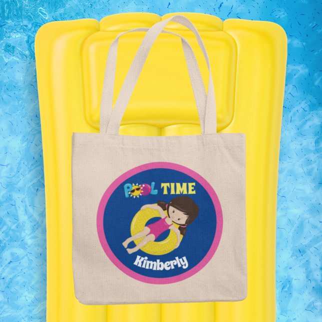 Tote Bag Belle Piscine Fête Nage Anniversaire Fille Personn (Créateur téléchargé)