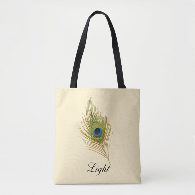 Tote Bag Belle plume de paon & calligraphie (Devant)