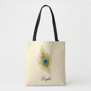 Tote Bag Belle plumes de paon & calligraphie