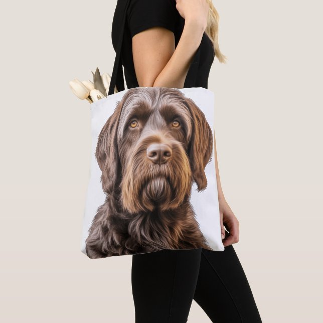 TOTE BAG BELLE POINTE À POILS DURS BROWN GRIFFON CHIEN (De près)