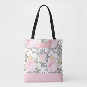 Tote Bag Belle rose fleurie et feuillage vert