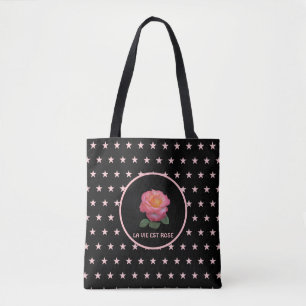 Tote Bag Belle Rose Rose Et Étoiles Roses