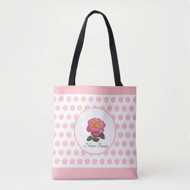 Tote Bag Belle Rose Rose Et Points (Devant)