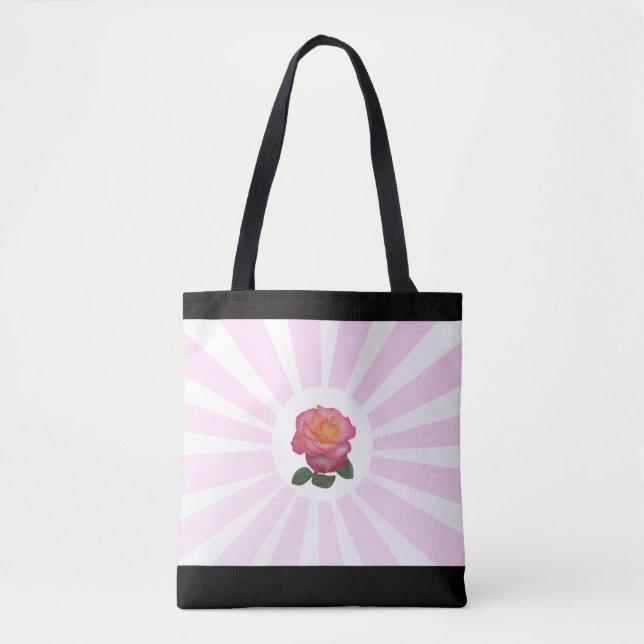 Tote Bag Belle Rose Rose Et Rayons Roses (Devant)