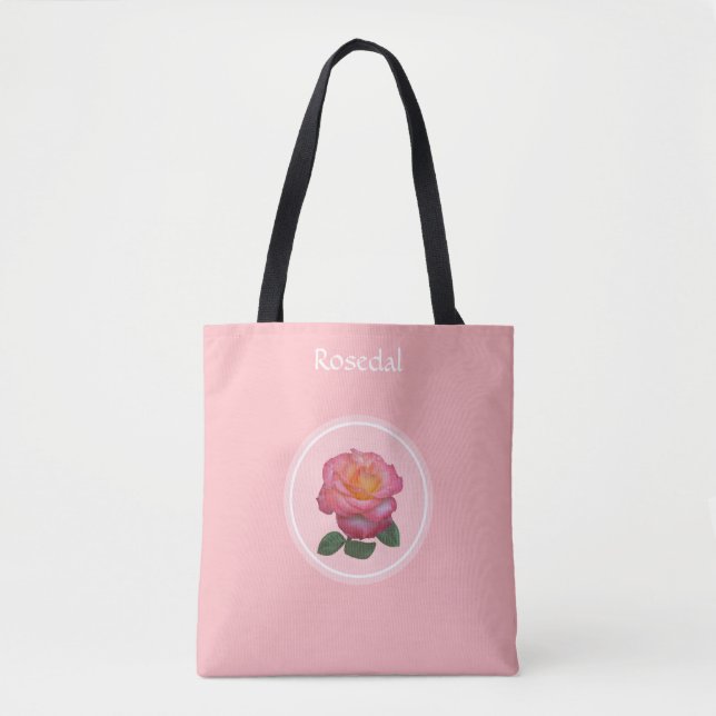Tote Bag Belle rose rose sur rose clair (Devant)