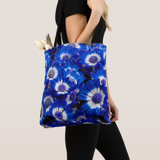 Tote Bag Belle Royal Blue Cineraria Fleurs (De près)