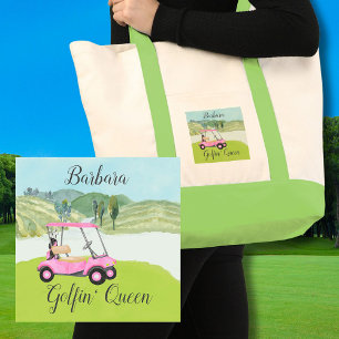 Tote Bag Belle scène de golf Pink Nom du panier Golfin' Que