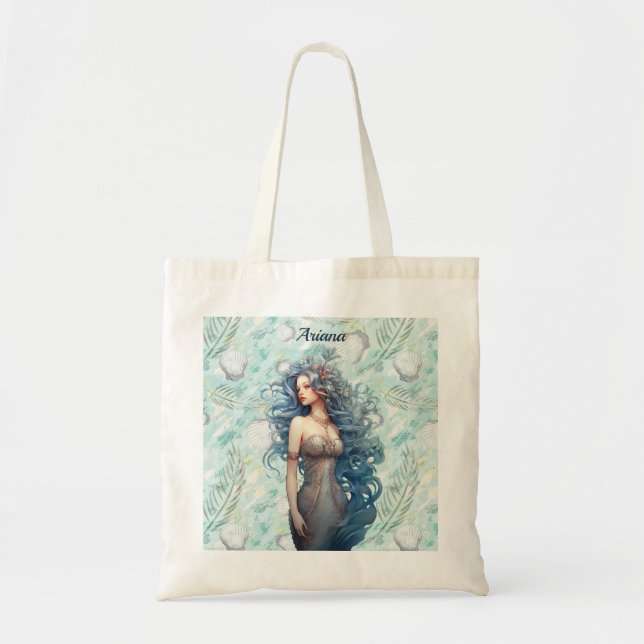 Tote Bag Belle sirène à ailes bleues (Devant)