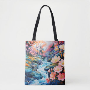Tote Bag Belle vallée de la rivière Paysage matinal