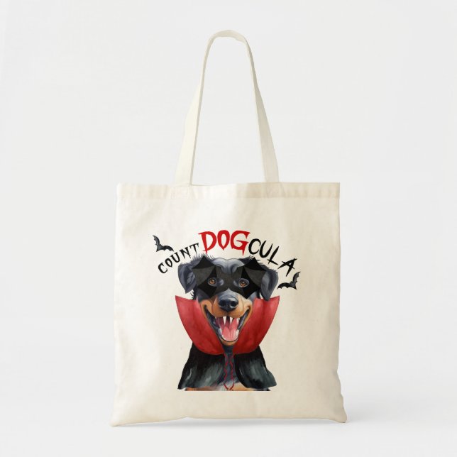 Tote Bag Belle Vampire Chien Tricot ou Traiter Halloween (Devant)
