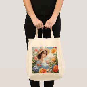 Tote Bag Belle vue sur le jardin aux fleurs et la montagne