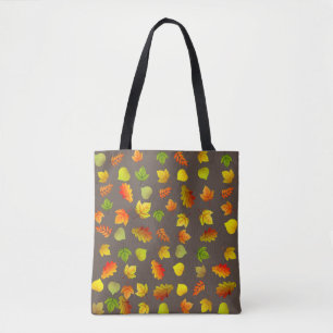 Tote Bag Belles feuilles d'automne sur marron café