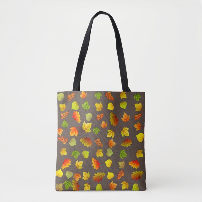 Tote Bag Belles feuilles d'automne sur marron café (Devant)