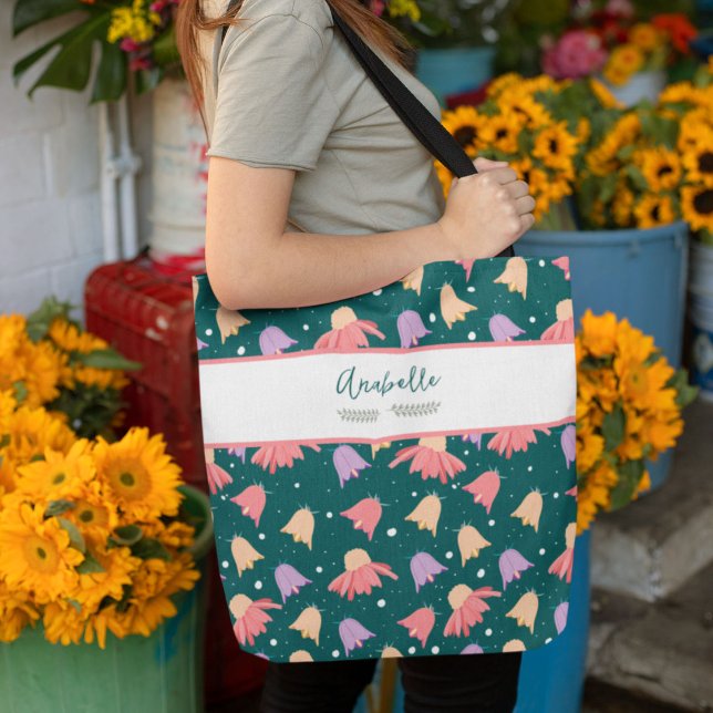 Tote Bag Belles fleurs de champ avec nom (Créateur téléchargé)