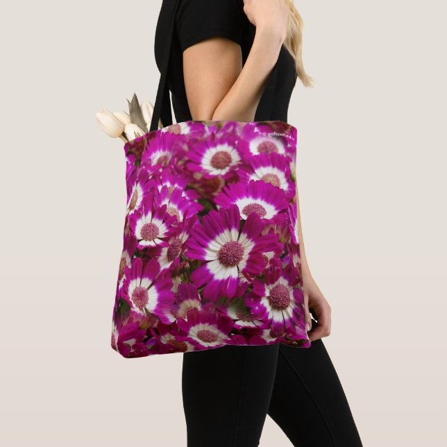 Tote Bag Belles fleurs de Cineraria violette (De près)
